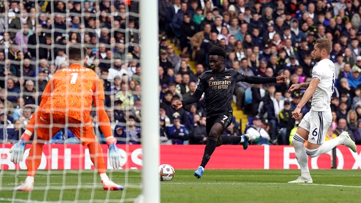 Leeds 0-1 Arsenal: Saka's goal maintains the Gunners atop the table.